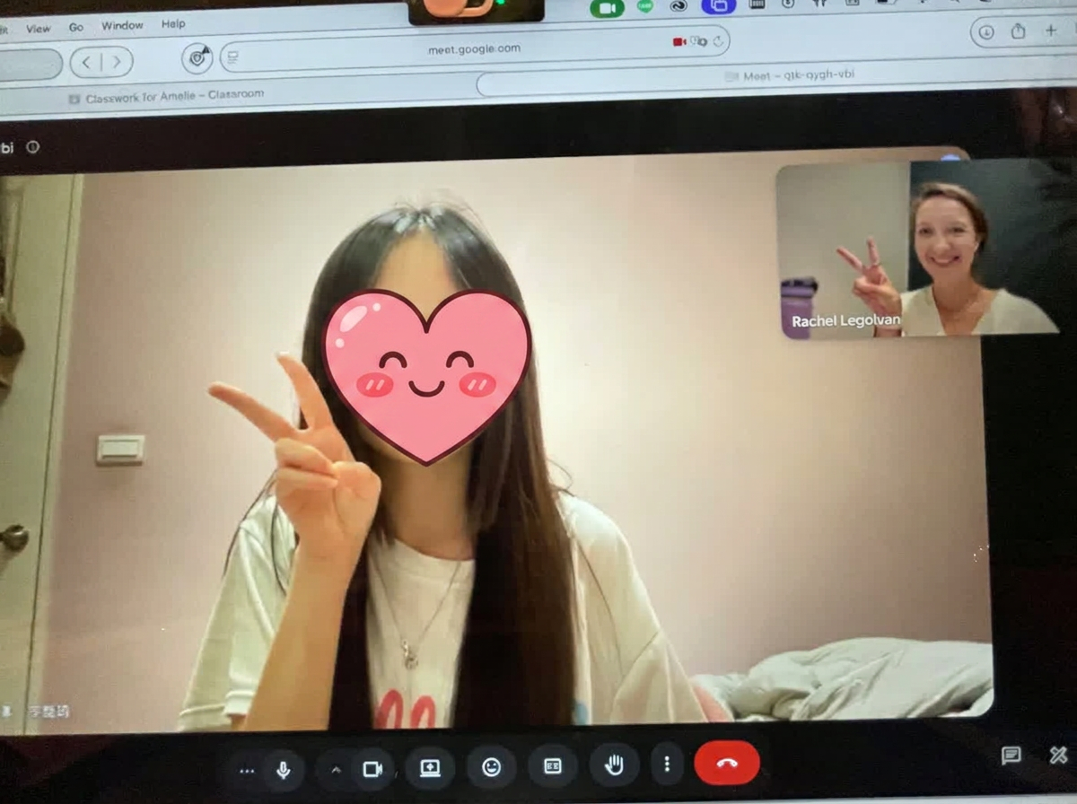 An online English lesson in progress